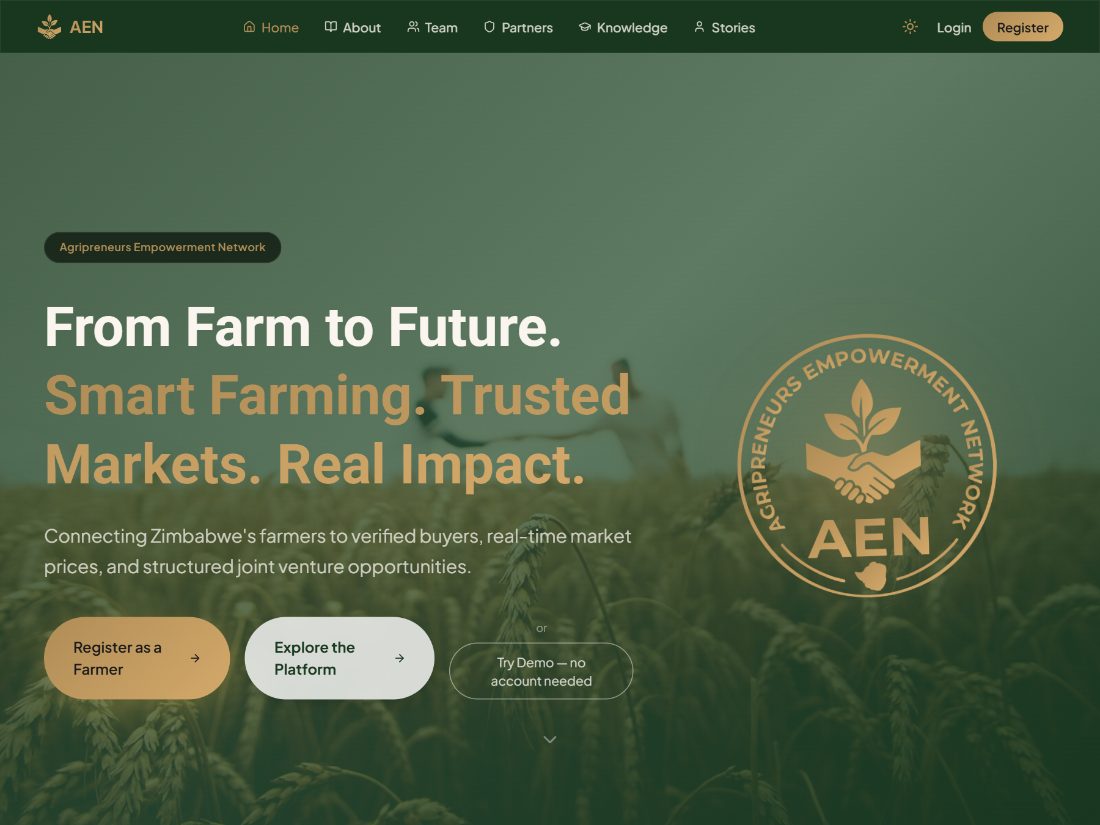 AEN — screenshot of the live product