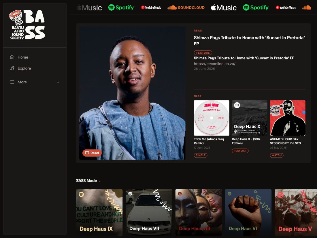 Bantu Afro Sound Society — screenshot of the live product